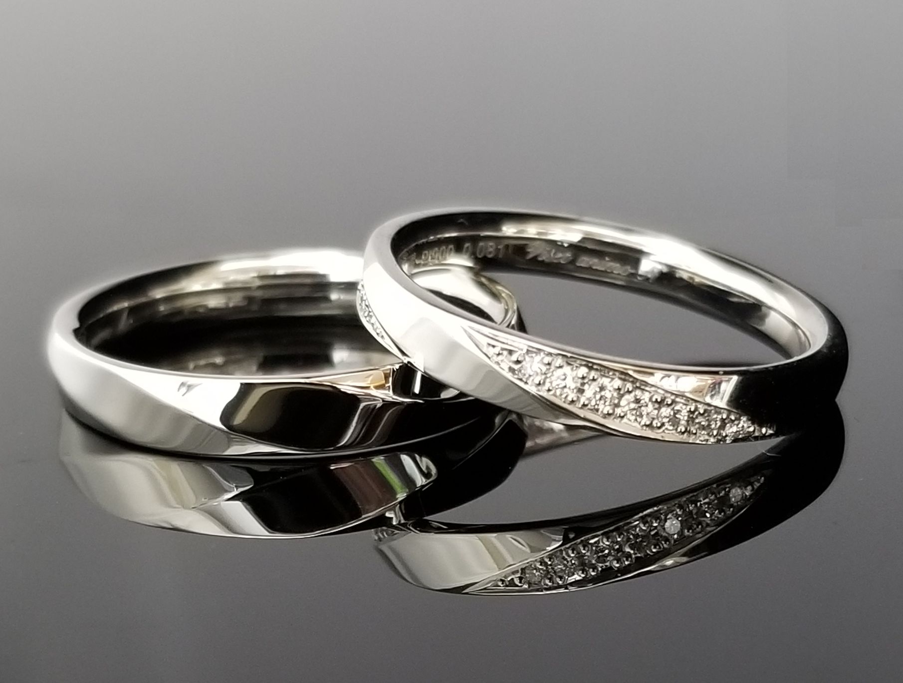 面取りにダイヤを敷き詰めた上品な指輪 | 結婚・婚約指輪のオーダー 