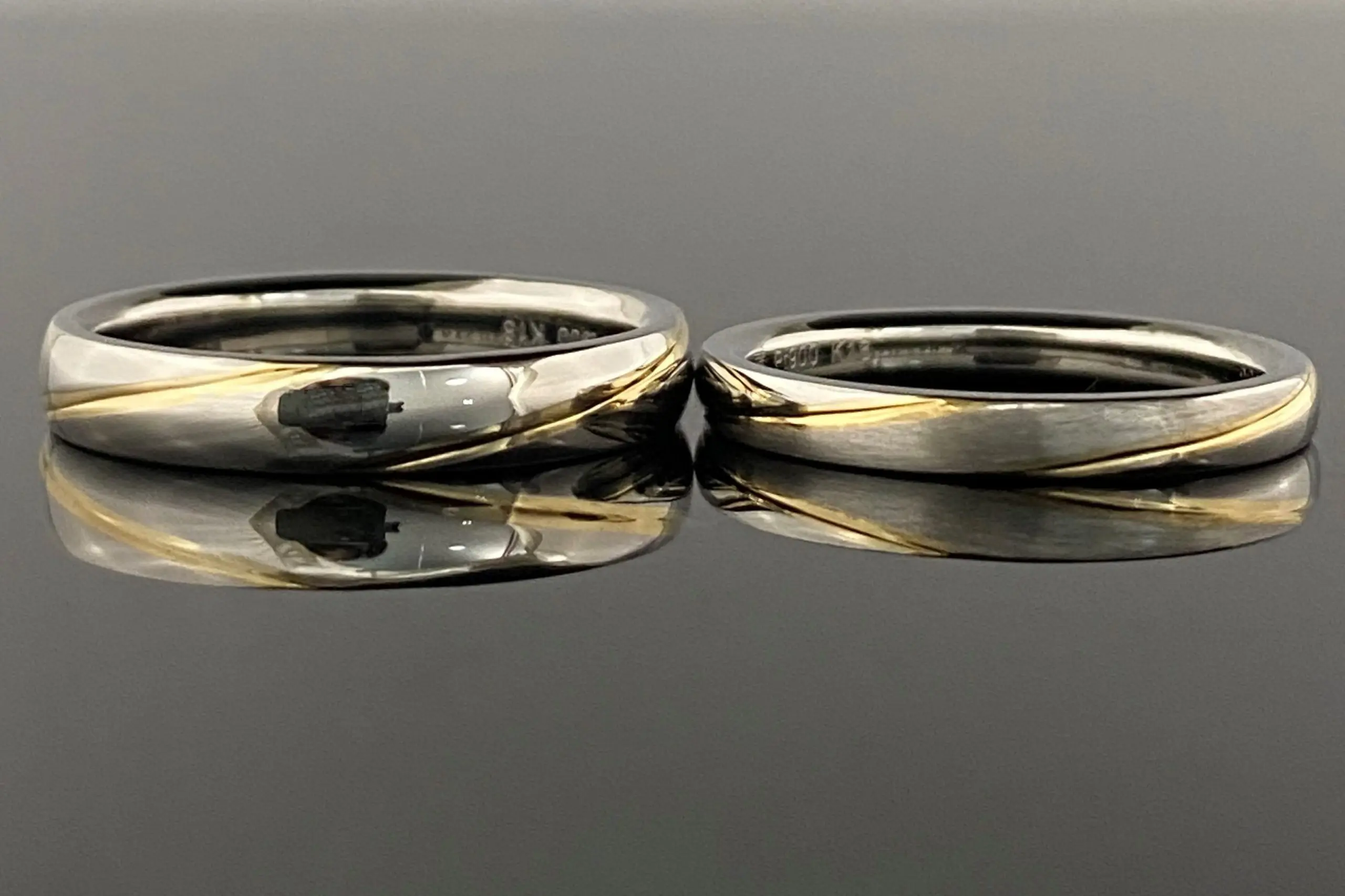 プラチナとゴールドの2色使いでスタイリッシュな指輪に | 結婚・婚約指輪のオーダーメイドは鍛造指輪＜TANZO＞