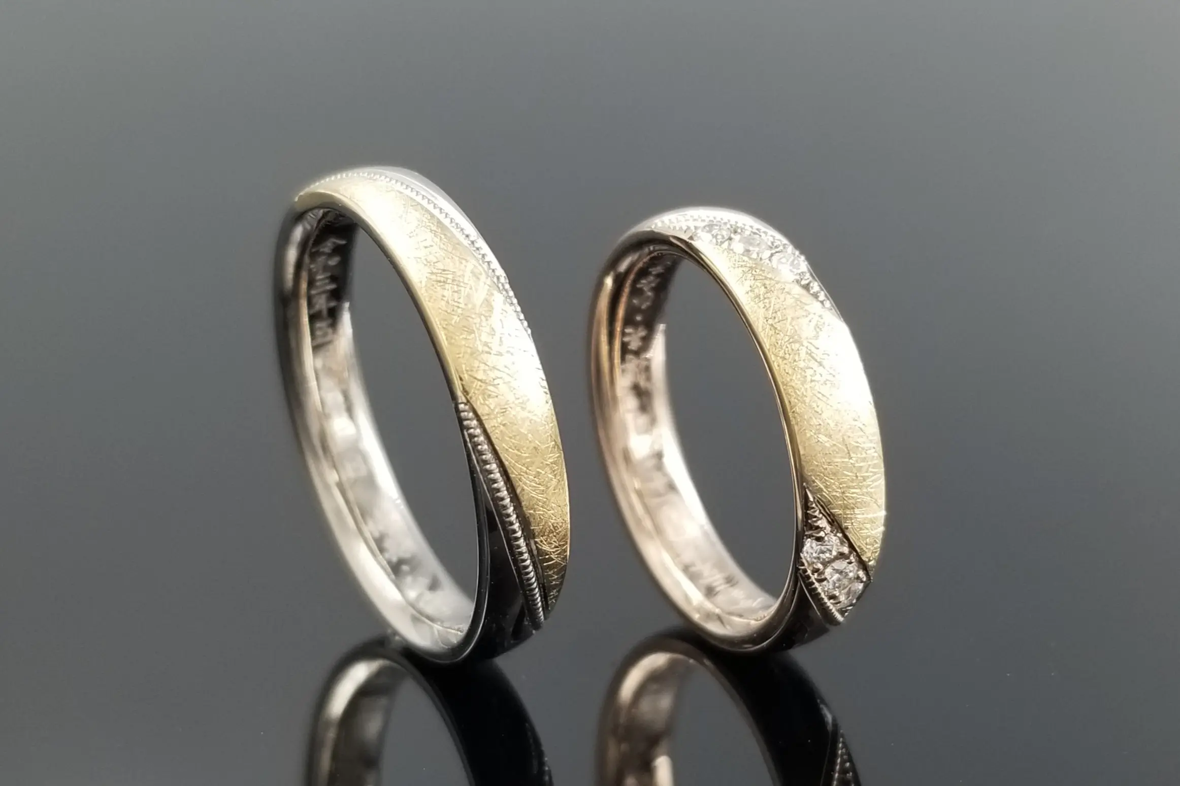 指輪の中央に金面を貼ったコンビリング。 | 結婚・婚約指輪のオーダー ...